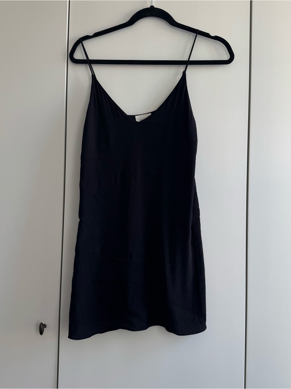 Wilfred Black Mini Slip Dress with Spaghetti Straps